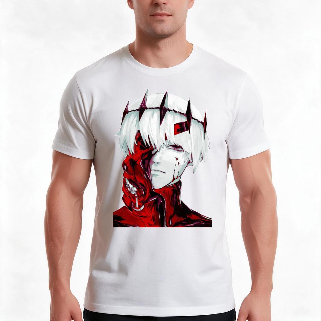 Kaneki Ken Tshirt Summer Casual Cotton Tee Oversized Streetwear Tops Vintage Graphic Print Loose Fit Short Sleeve