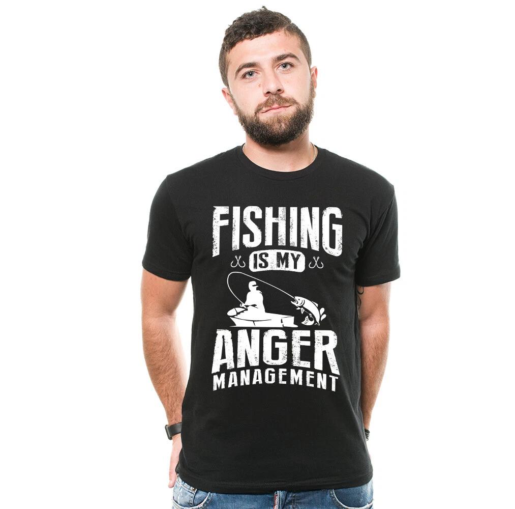 Fishing is my anger management T-shirt Fisherman Tee Gift Dad Grandpa Tshirt 2XL