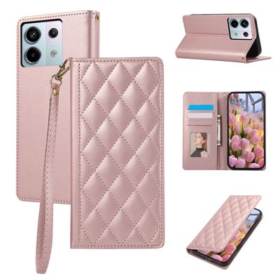 Carteira com Slot para Cartões Magnéticos Capa Flip de Couro para Xiaomi Redmi Note 14 Pro Plus 13 POCO X7 X6 5G 14T 13C Bolsa Suporte Capa com Diamantes