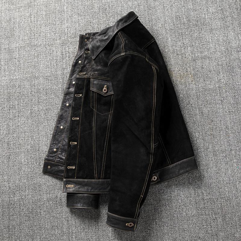 Men's PU Leather Jacket Slim Fashion Lapel Leather Jacket Short Spring and Autumn Coat