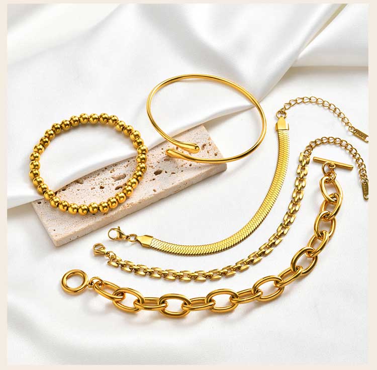 Bracelets for Women Non Tarnish, Stack Stainless Steel Bangles, Tie Knot Cuffs, Cuban Rope Paperclip Beaded Fashion Bracelet