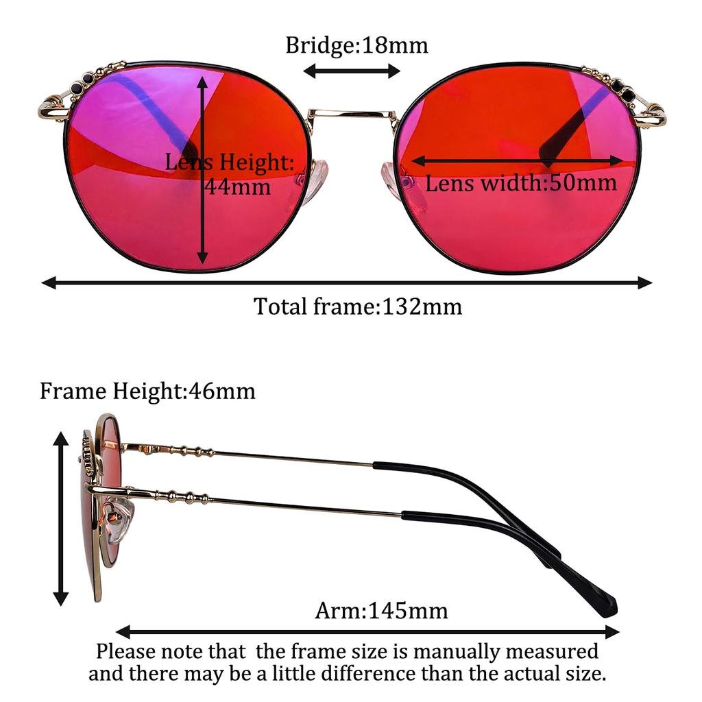 Better Sleep Glasses Red Lenses Long Time Working Orange Lensesround Frame Metal Eyeglasses Blue Light Color Lenses with Recipe