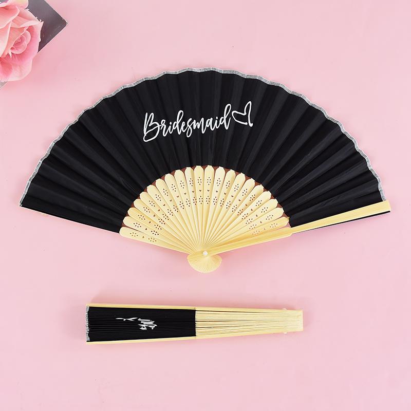 

White Bride Hand Fans Bridesmaid Gift Foldable Bamboo Folding Fan Wedding Bridal Shower Decoration Bachelorette Party Supplies
