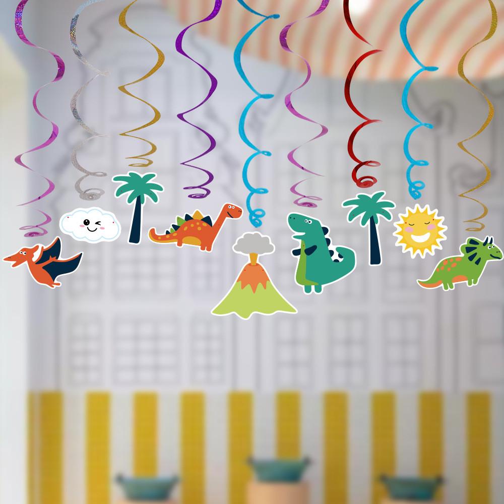 Birthday Adorable Kids Party Hanging Swirl Decor Featuring Fun Cartoon Animals