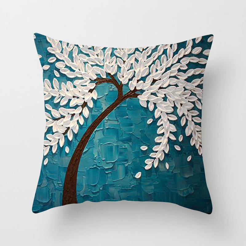 Red Leaves Lovers Valentine's Day Series Pillow Case Maple Leaf Falling Pillows Cover Tree Pattern Retro Cushion Pillowcases