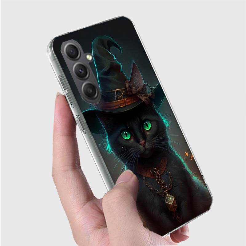 Halloween Magic Cat Phone Case for Samsung A16 A26 A36 A56 A17 A37 A57 A07 A06 A02S A03 A04S A05S Galaxy Note 20 10 A50S A71 A51