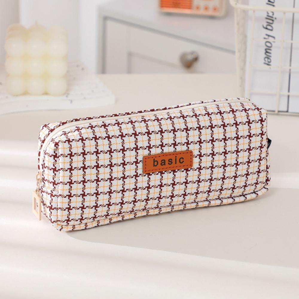 Large Capacity Cosmetic Storage Bag INS Simplicity Pen Bag Stationery Bag Woven Pencil Case Travel