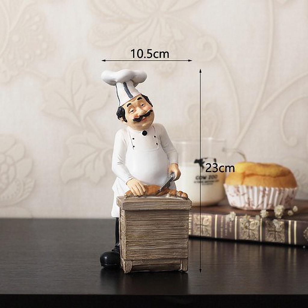Restaurant Resin Decor - Chef Figurine & Bar Ornaments for Cafe, Commercial Kitchen Decorations Durable Resin Craft