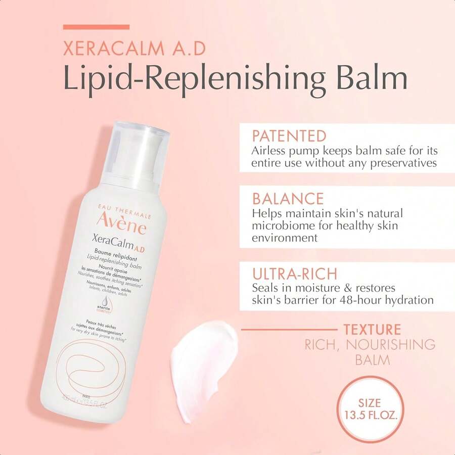 Avene XeraCalm A.D Lipid-Replenishing Balm 400ml, Atopic Dermatitis, Eczema-Prone, No Preservatives, Fragrance-Free