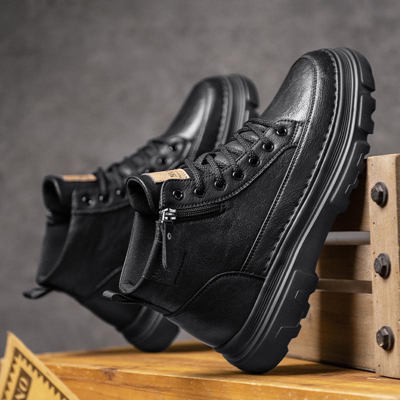 Pánské retro vysoké boty Martin - Kožené boty v britském stylu pro volný čas a do práce