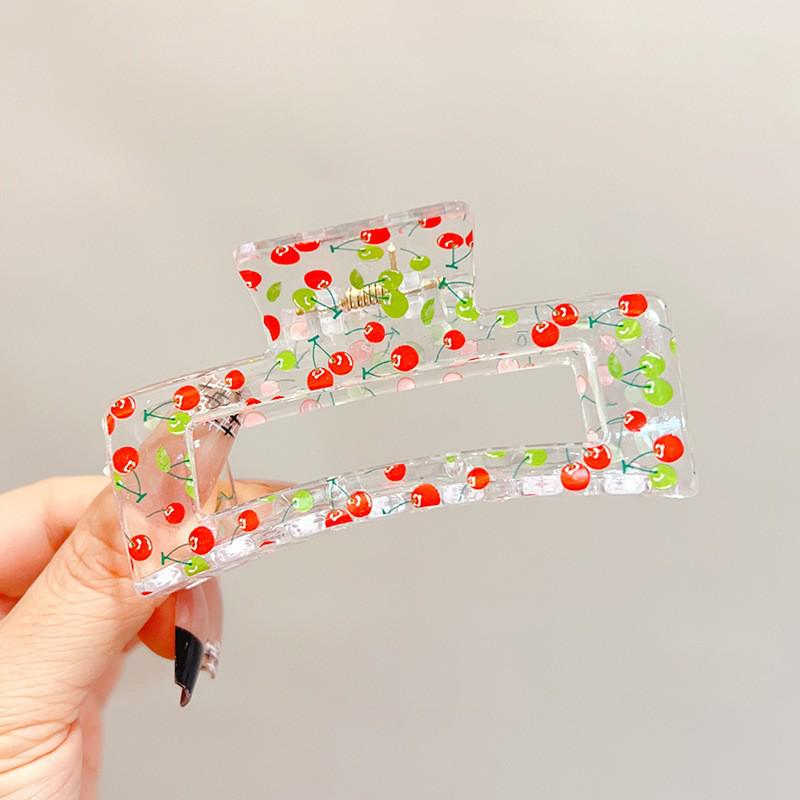 Transparent Square Print Shark Hair Clip for Women - Updo Accessory