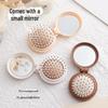 Cute Bear Folding Mirror & Air Cushion Comb - Portable Mini Massage Brush with Mirror