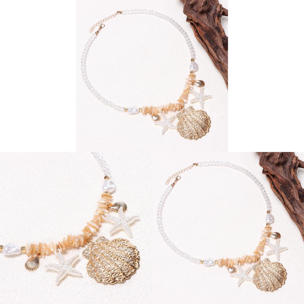 Bohemian Shell Necklace With Pearl Pendant For Summer Beach Party Wear