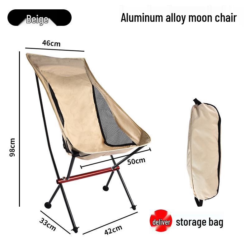 Portable Ultra-light Folding Aluminum Moon Chair for Camping, Beach, BBQ, and Fishing