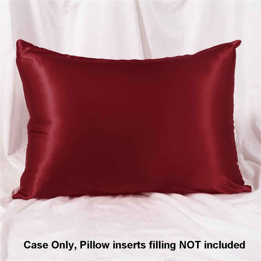 1pc Simulated Silk Smooth Plain Pillowcase Soft Double-sided White Black Grey Khaki Blue Pink Pillow Case Skin Friendly Bedding