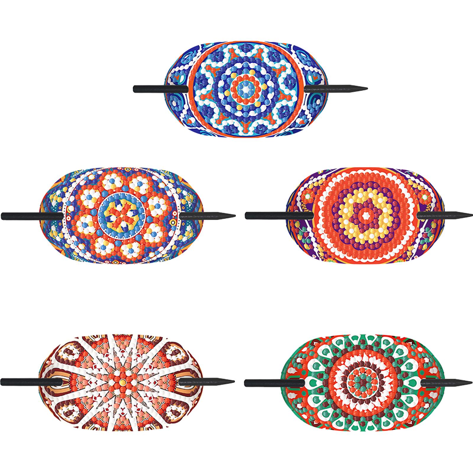 

5Pcs PU Mandala Pattern Diamond Embroidery Painting Hairpins Kit Handmade Diamond Headware Hair Sticks Hair Styling Tools