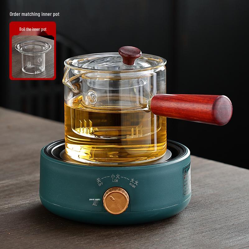 Compact Electric Ceramic Tea Brewer with Glass Teapot - Ideal Tabletop Stove & Mini Water Boiler
