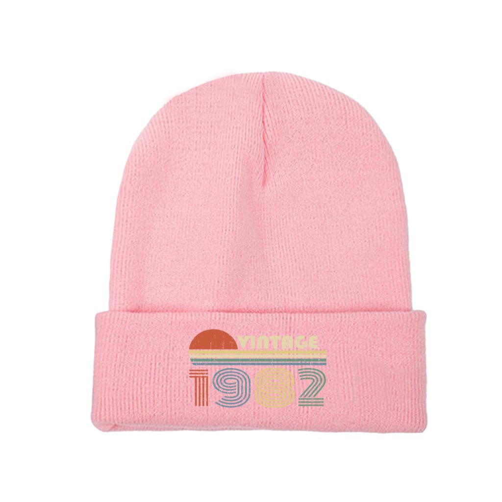 Vintage 1982 40. prezent urodzinowy urodzony w 1982 40 lat czapka z dzianiny dla kobiet czapki unisex czapka zimowa poliestrowe czapki szydełkowe