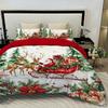 3PC Sled Elderly Duvet Cover Cute Elk Set Bedding Set (1Duvet Cover&2Pillowcases) Christmas Furniture Decor No Filler/Core