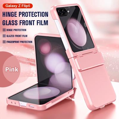 Luksusowa matowa obudowa z lustrzaną folią składana zawiasowa ochrona przed wstrząsami twarda obudowa z PC do Samsung Galaxy Z Flip 6 5 5G