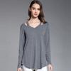 Simple Solid Color Off Shoulder Design Women Long Sleeved Top For Fall Comfort