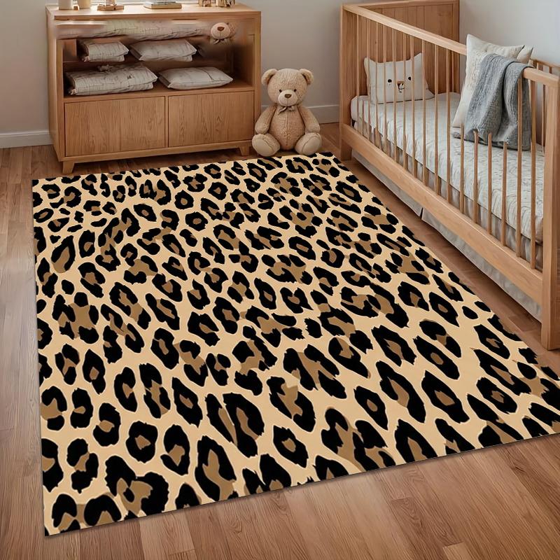 3D Zebra Stripe Leopard Print Tiger Stripe Carpet Rug for Playroom Bedroom Living Room Sofa Doormat Decor Kid Game Non-slip Mat