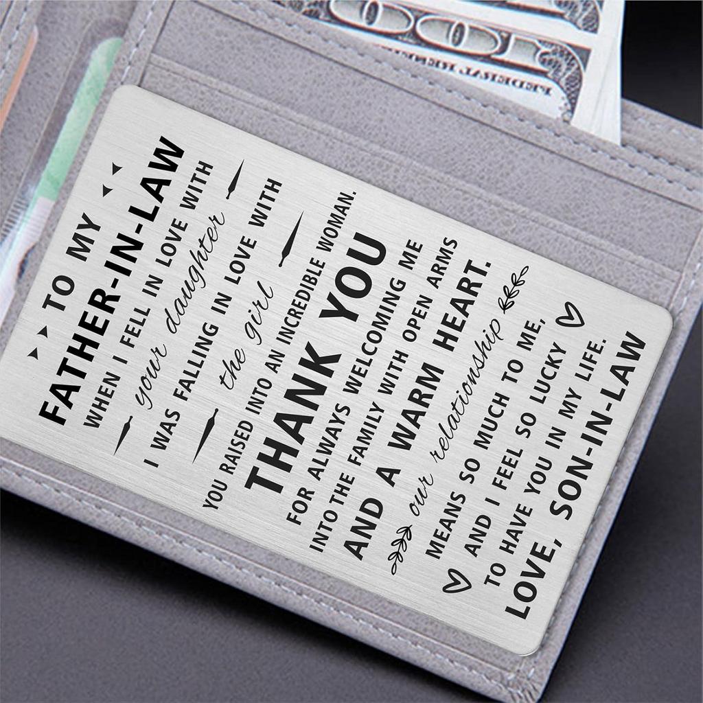 Yobent Father In Law Gift from Son In Law, Wallet Card for Father-In-Law from Groom, Father of The Bride Gifts, Unique Father In Law Wedding Day