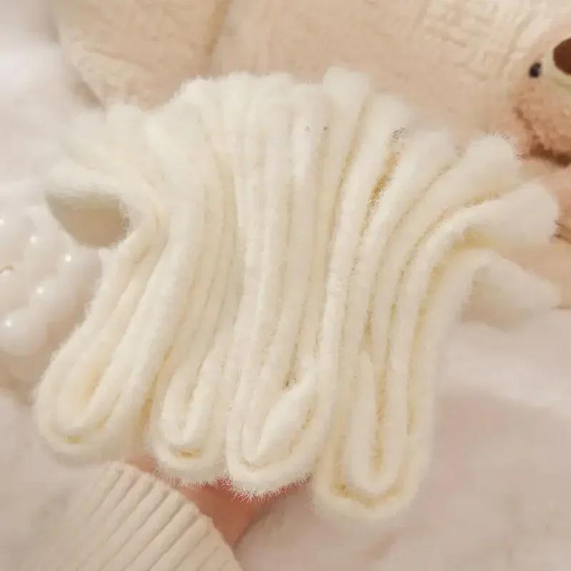 5pcs Cartoon Eyes Mink Plush Socks Women Girls Autumn Winter Thickened Warm Stocking Cold-proof Home Floor Sleeping Socks