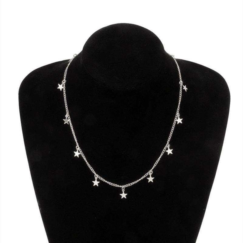 Fashion, Fashion Ladies Popular Alloy Necklace Collarbone Chain, Simple Metal Star Pendant Necklace
