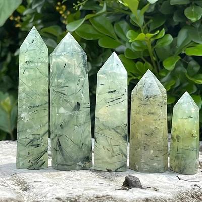 Natural Prehnite Hexagonal Crystal Column Ornament