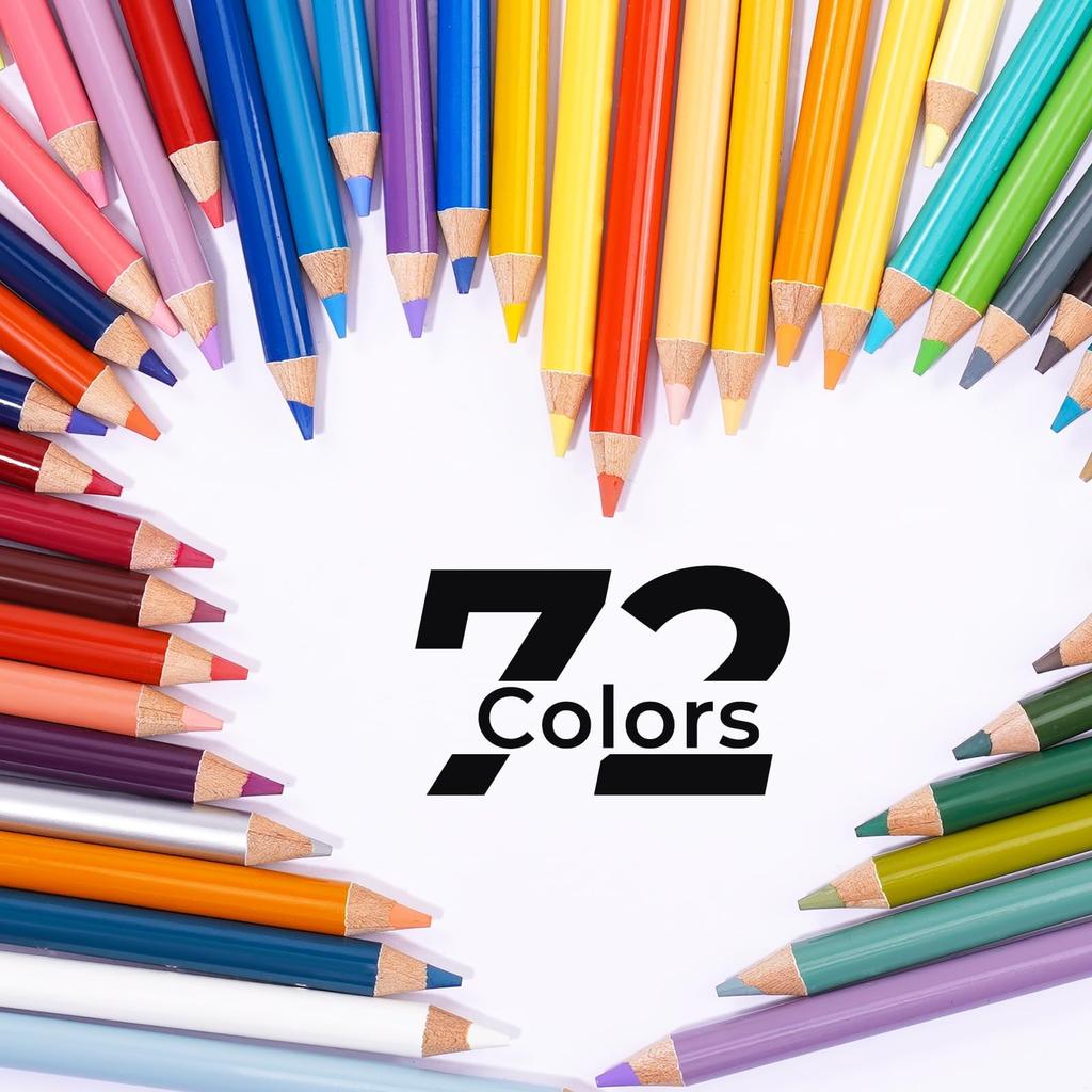 Arrtx 72 Colored Pencils Premium Soft Vibrant Colors for and Professional Coloring Art Supplies for and Teens Set, Core, Coloring, Drawing, Blending,