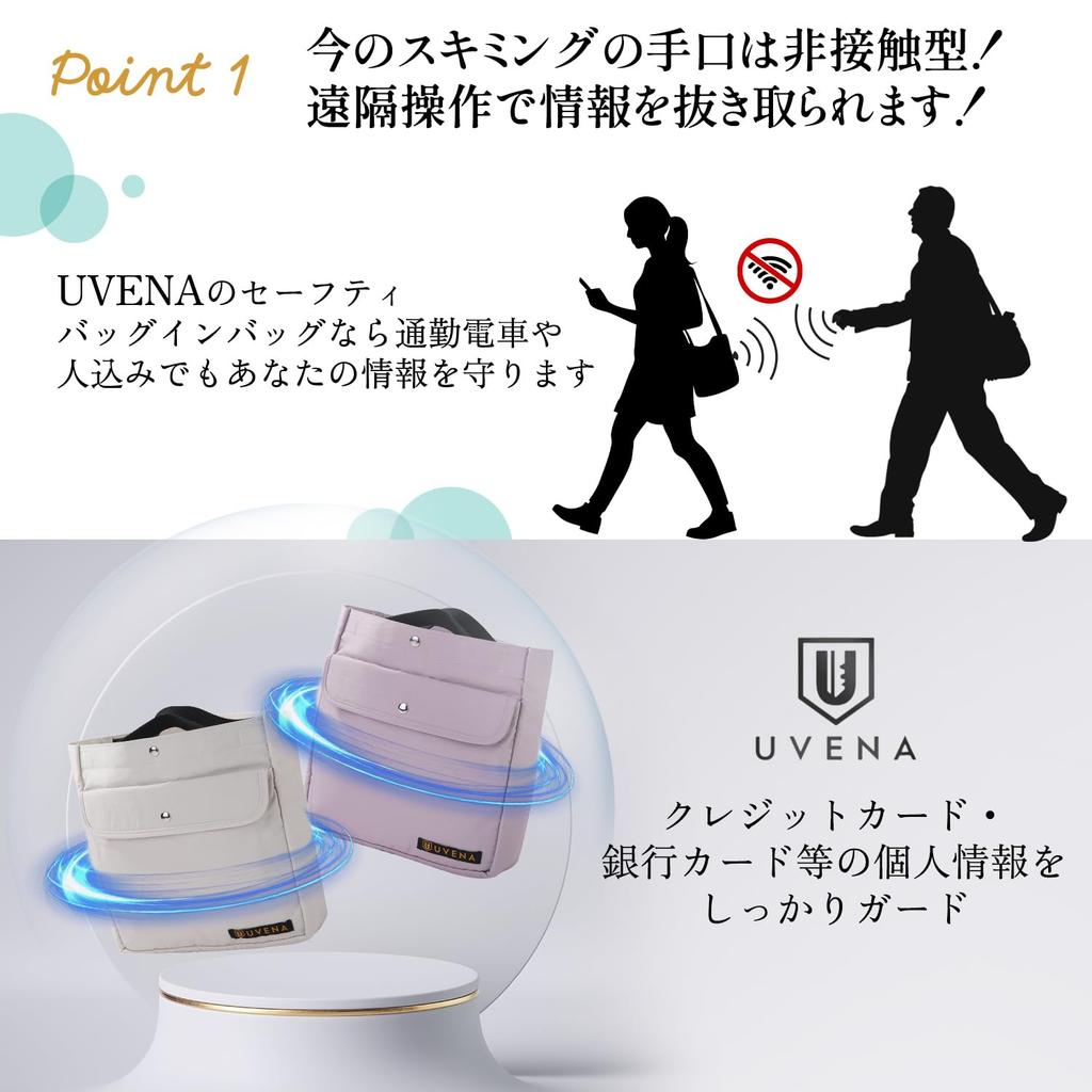 UVENA Women's Bag-in-Bag with Anti-Skimming Pocket, Stands Upright, Large Capacity, Lightweight Nylon, Perfect for Commuting, Travel, and Secure