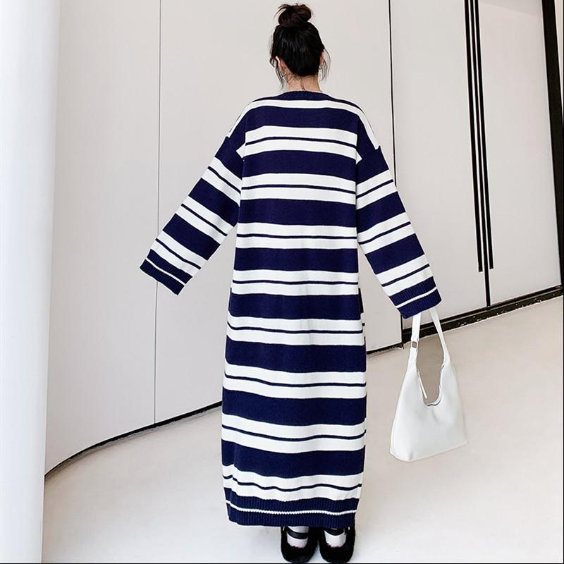 Long Sleeve Plus Size Knitted Vintage New In Dresses for Women Casual Loose Spring Autumn Winter Sweater Dress