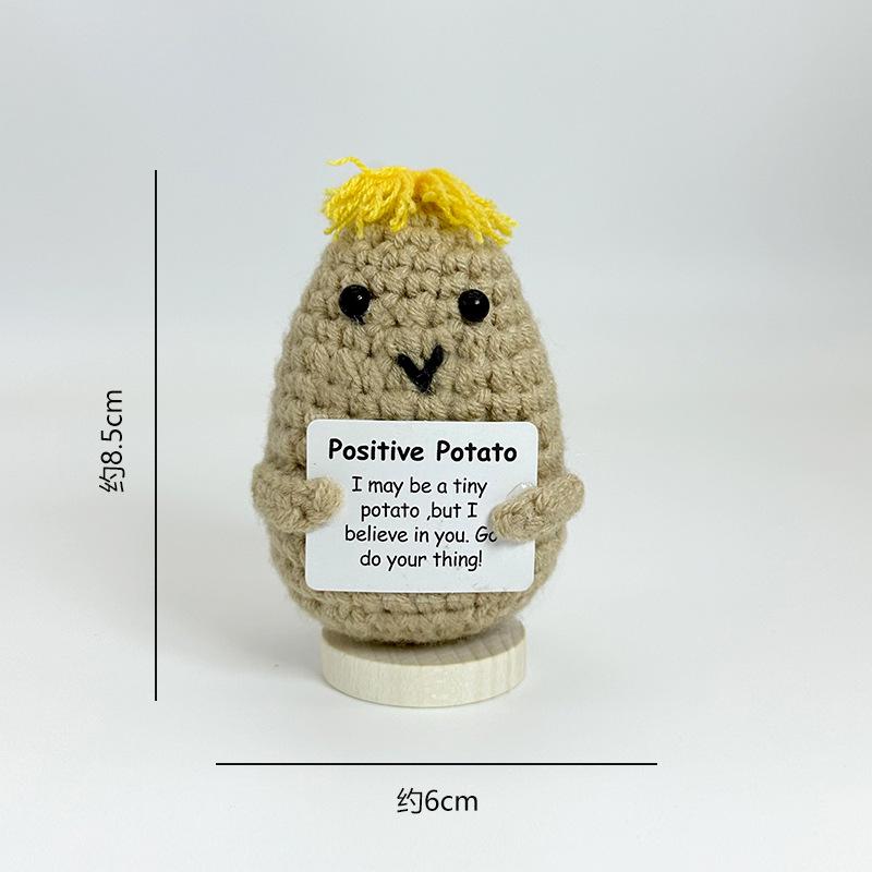 Funny Positive Energy Potato Hug Pocket Doll Mini Handmade Plush Knitted Plant Ornament Home Room Decoration Christams Gifts