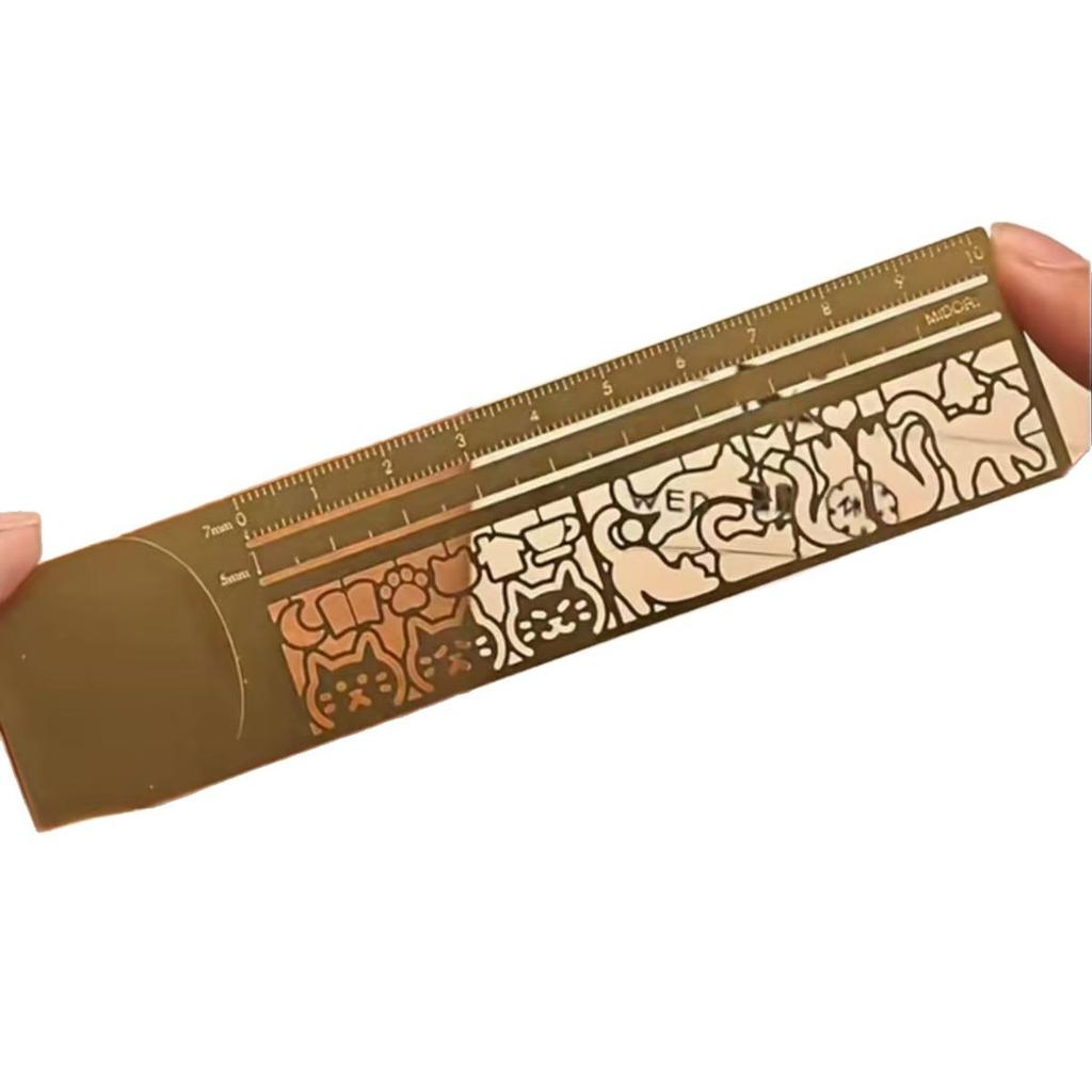 Multifunctional Cute Cat Template Hand Account Ruler Metal Hollow Ruler High-value Student Special Ruler Hot Sale Purchase