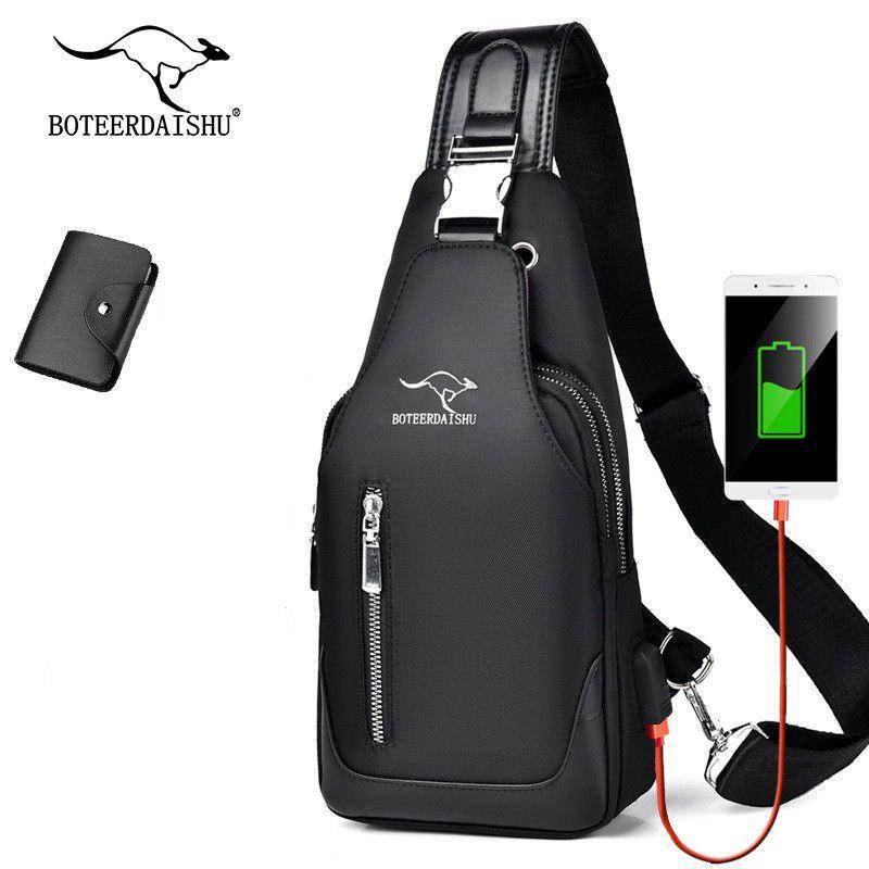 Męska wodoodporna torba crossbody z tkaniny Oxford - styl koreański, modna torba na jedno ramię