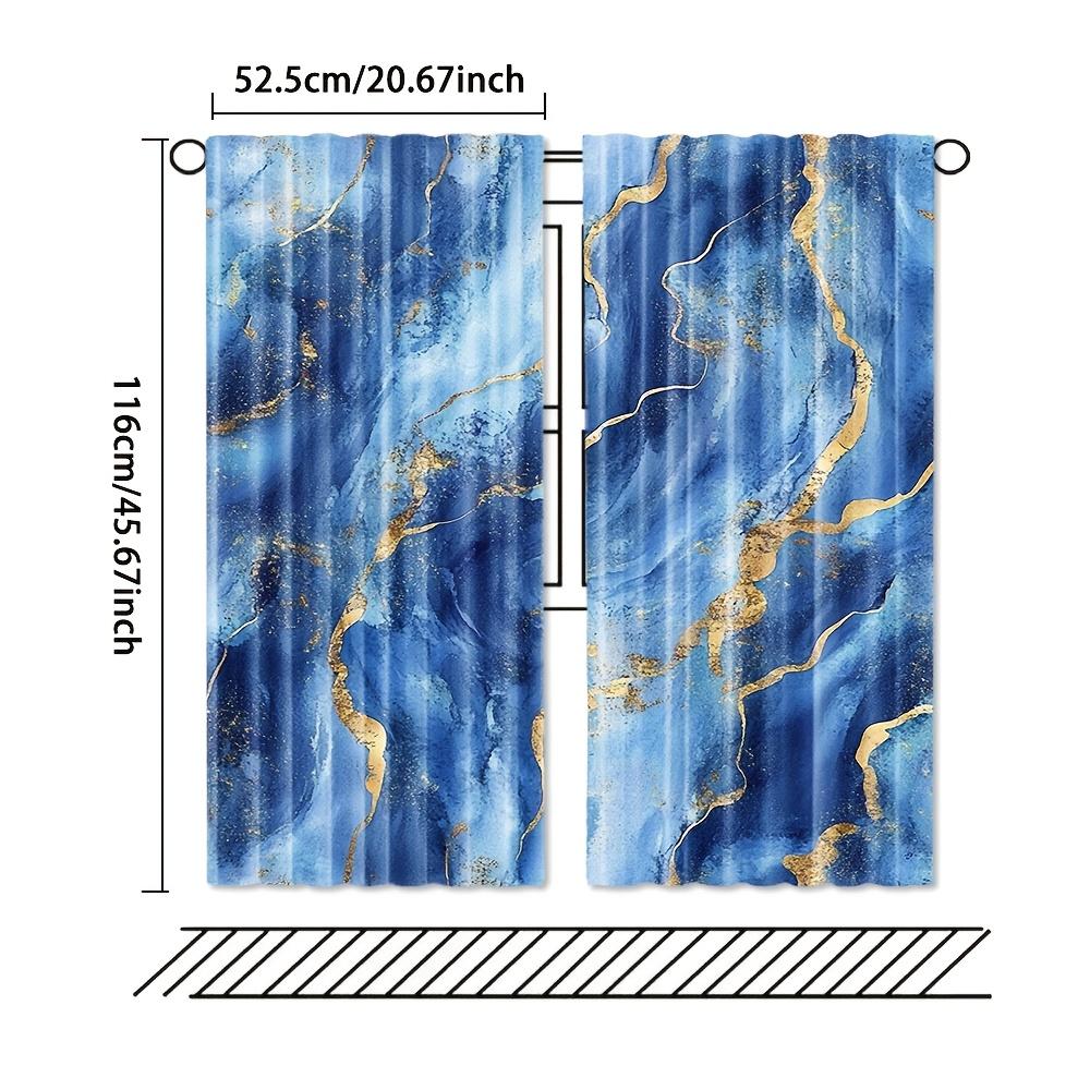 2 Panels Blue Gold Marble Printed Curtains Abstract Luxury Drapes Polyester Living Room Bedroom Window Treatment Home Decor