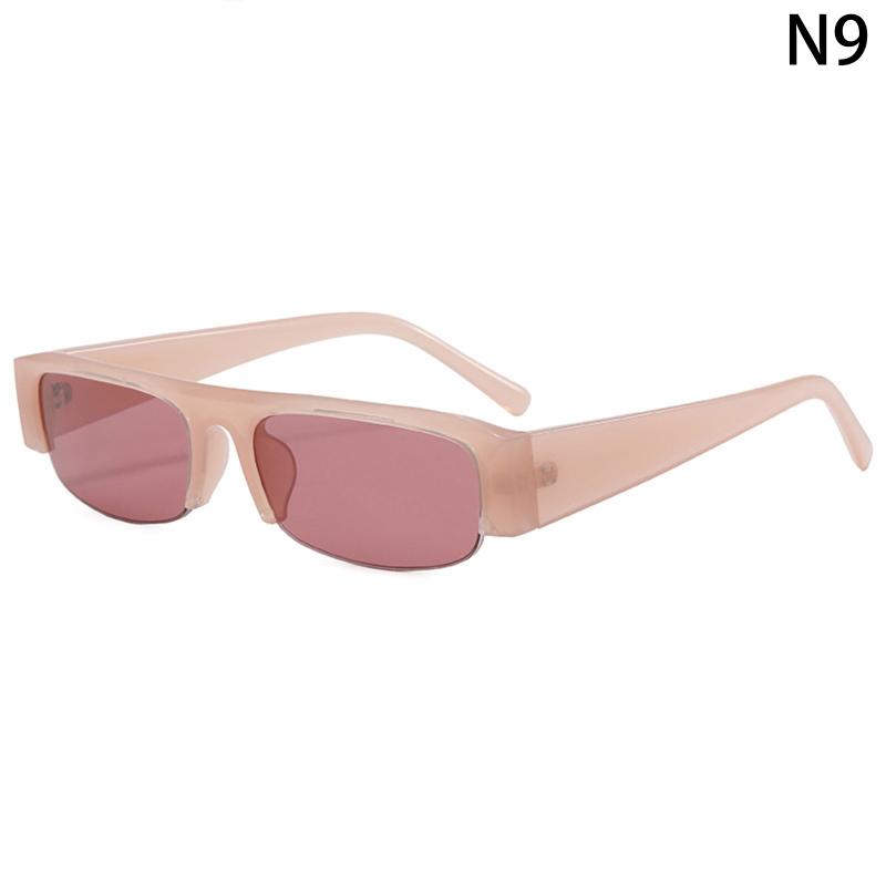 Small Rectangle Women Sunglasses Vintage Clear Lens Men Half Frame Eyewear Shades Uv400