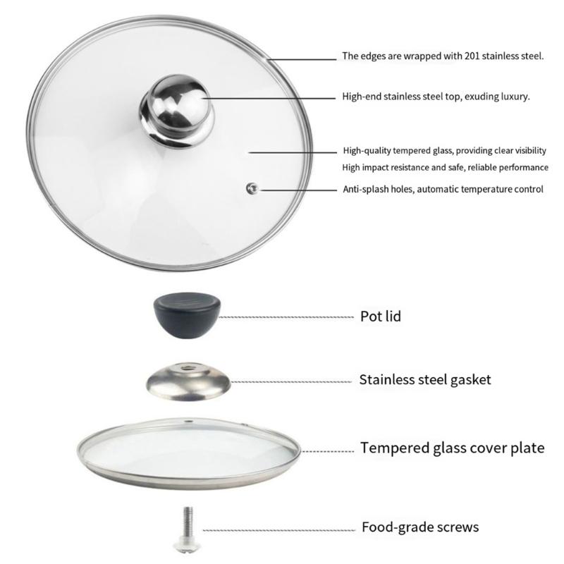 Stainless Steel Nonstick Frying Pan With Glass Lid For Even Heating And Ergonomic Grip Kitchen Cookware