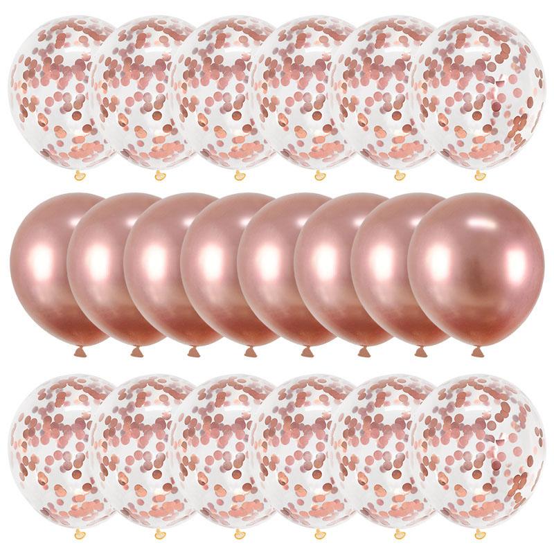 20Pcs Rose Gold Balloon Set Confetti Metallic Balloons Birthday Party Wedding Decoration Anniversary Globals Baby Shower Balloon