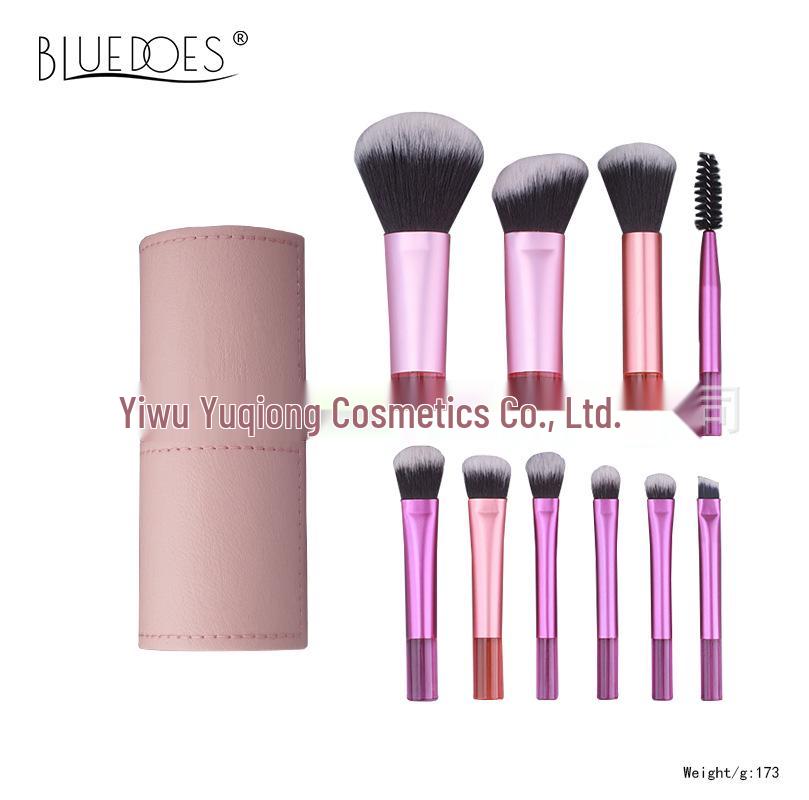 Crystal Handle 10-Piece Mini Makeup Brush Set: Portable Travel Contouring, Eyeshadow & Powder Beauty Tools.