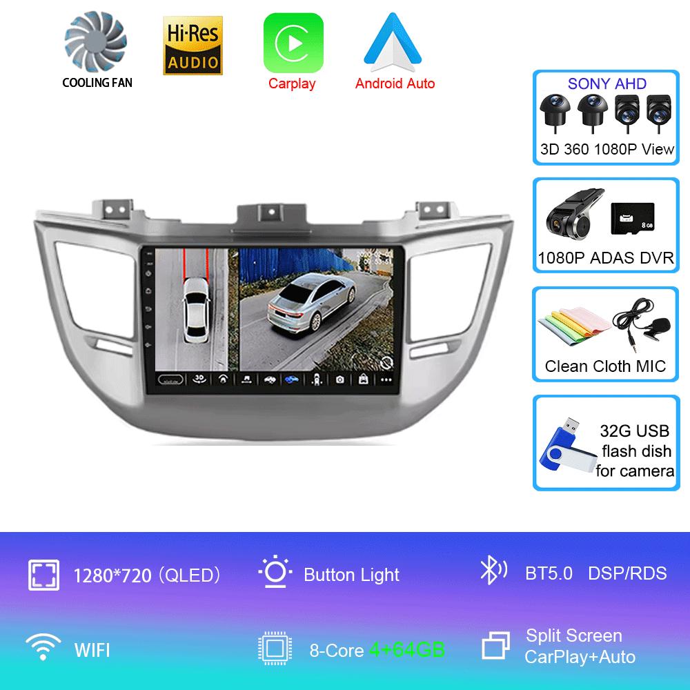 For Hyundai Tucson 2015-2017 Android 14 2din Car Radio Multimedia Video Player GPS Navigation 4G WIFI Carplay 8Core DSP EQ