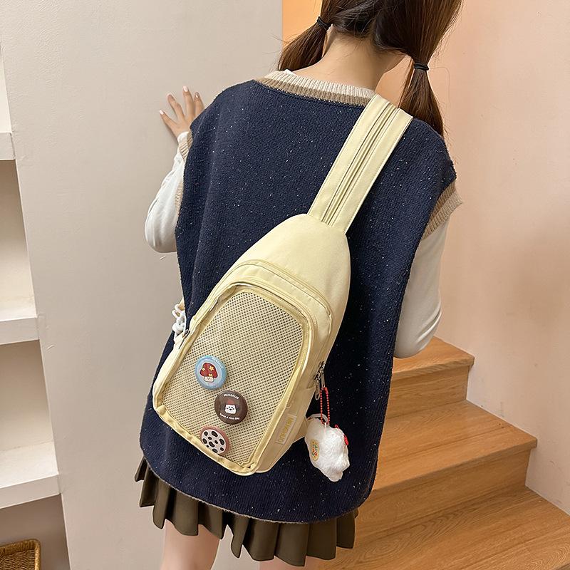 Women's Crossbody Bag Solid Color Chest Bag Student Class Shoulder Bag