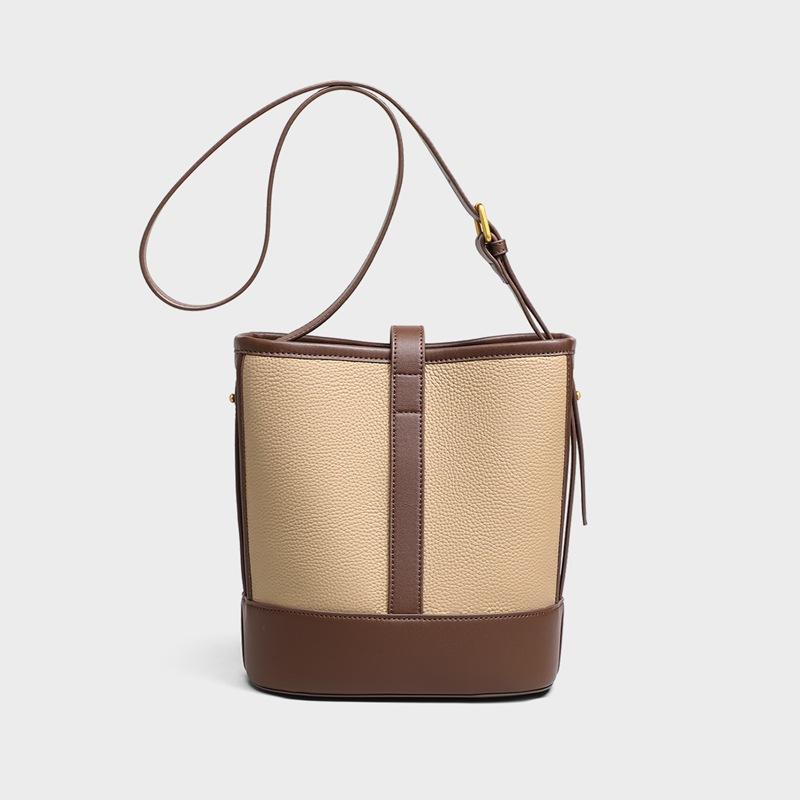 Bucket Bag New Autumn and Winter Genuine Leather Women's Bag Versatile Shoulder Bag Large Capacity Commuting Crossbody Bag