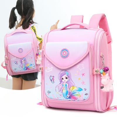 Meninas Emagrecendo Carga e Protegendo a Coluna Estudante do Ensino Fundamental Puxando Haste Mochila Escolar Desenho Animado