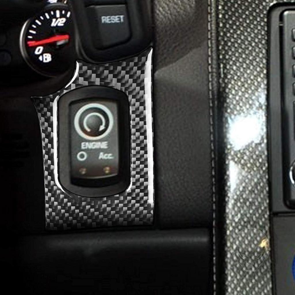 Electronic Ignition Switch Car Start Switch Panel Decal Engine Start Stop Button Frame Cover Real Carbon Fiber Sticker Interior Accessories for