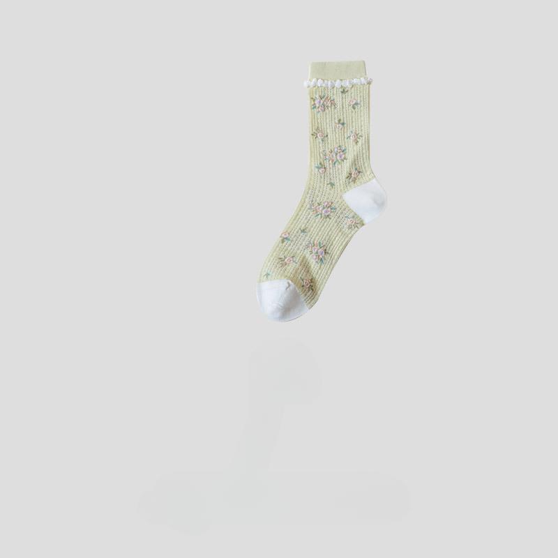 Spring/Summer Ultra Thin Vintage Crystal Silk Stockings for Women Socks for Women Mid-tube Stockings Breathable Cotton Sole Glass Silk Stockings