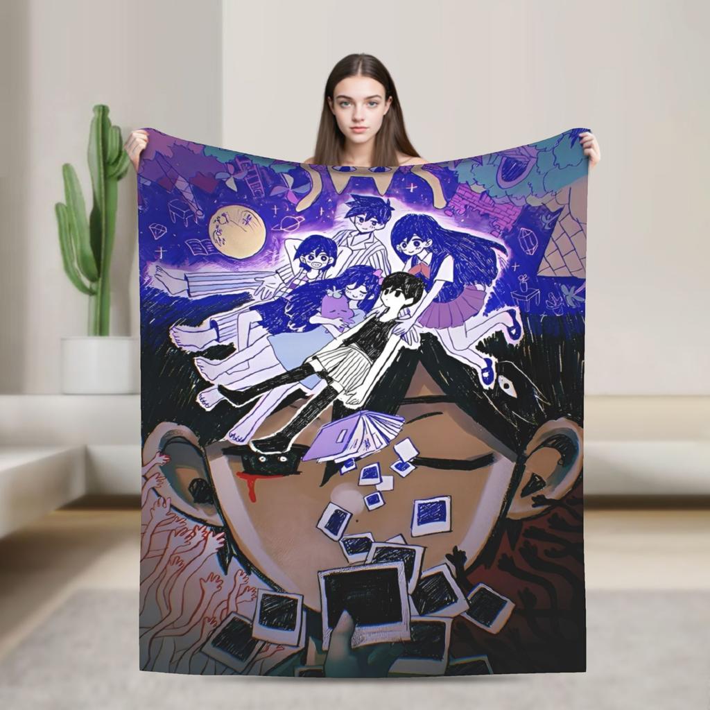 Anime Basil Omori Game Blanket  Warm Novelty Plush Throw Blanket For Home Decor Picnic Flannel Bedspread Bed Cover