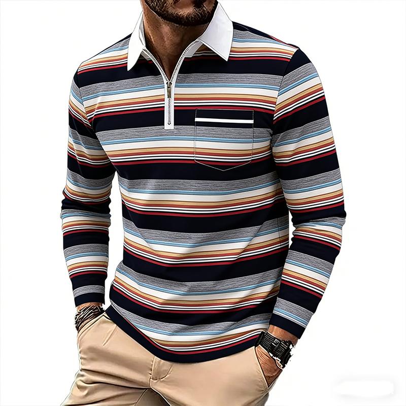 Men's Long Sleeved Zipper Polo Shirt Men's Casual Lapel Polo Shirt Fashionable Polo Shirt Casual Men's Polo Shirt Men's Top
