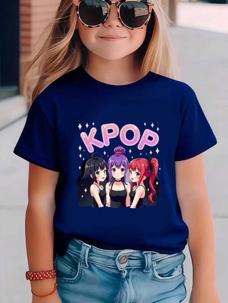 Kpop Cartoon Print Grafik Kinder T-Shirts Lustiges Geschenk für Fans Harajuku T-Shirts Sommer Oberteile Kurzarm Oberteile Kinderbekleidung